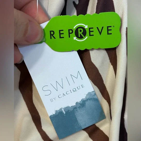 Lane Bryant zebra stripe side slit swim skirt, super plus sizes - Picture 4 of 13